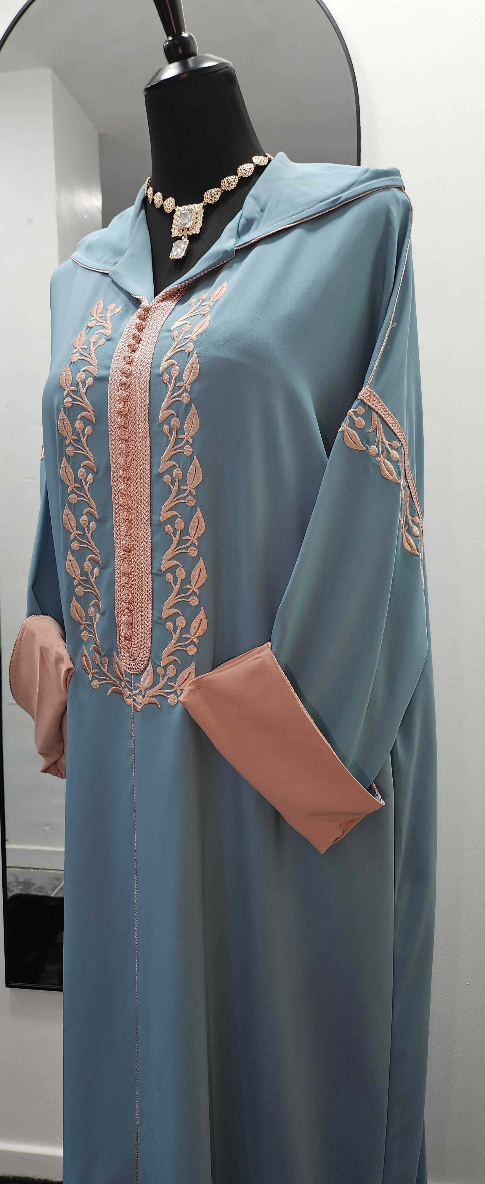 Collection djellaba Shams / bleu rose